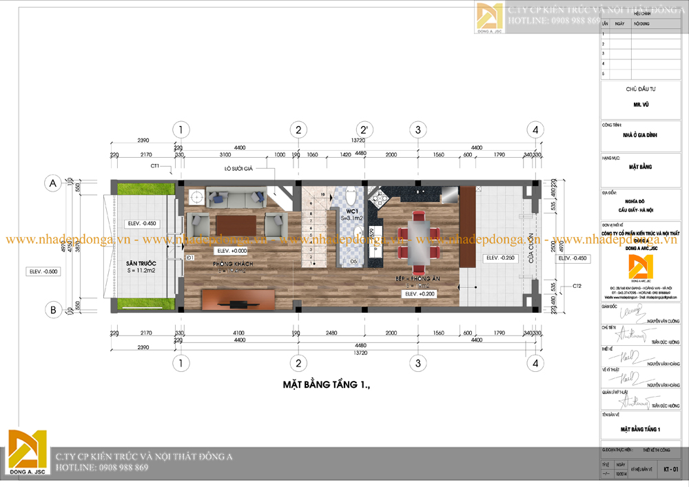 Thiết kế nhà lô phố 2 mặt tiền